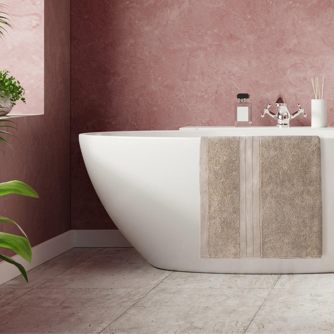 Light Taupe Turkish Cotton Luxury Bath Towels | 2 Piece Set - BAT-LT-BRO-30X56-1.6.2 - Arconiz