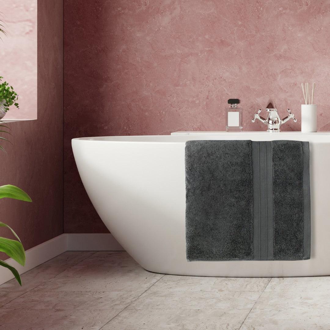 Dark Charcoal Gray Turkish Cotton Luxury Bath Towels- 2 Piece Set - BAT-LT-DGR-30X56-1.6.2 - Arconiz