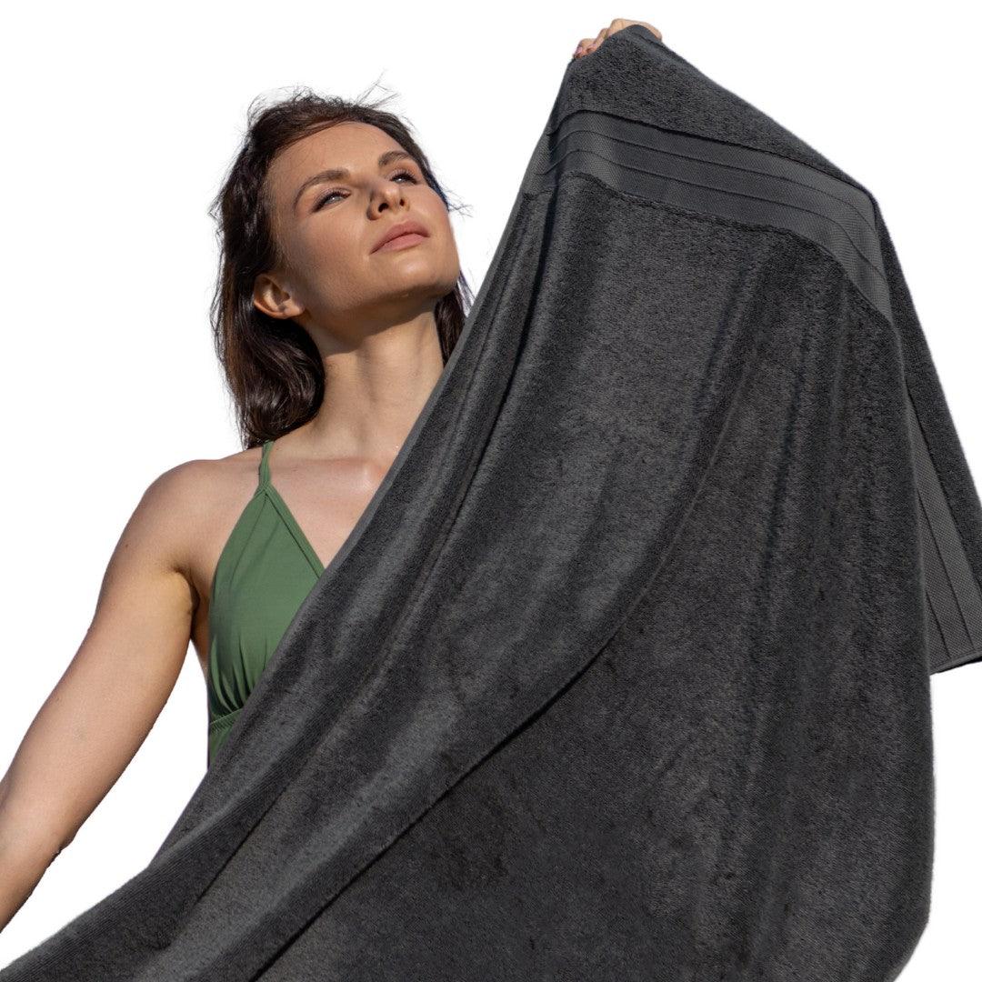 Dark Charcoal Gray Turkish Cotton Luxury Bath Towels- 2 Piece Set - BAT-LT-DGR-30X56-1.6.2 - Arconiz