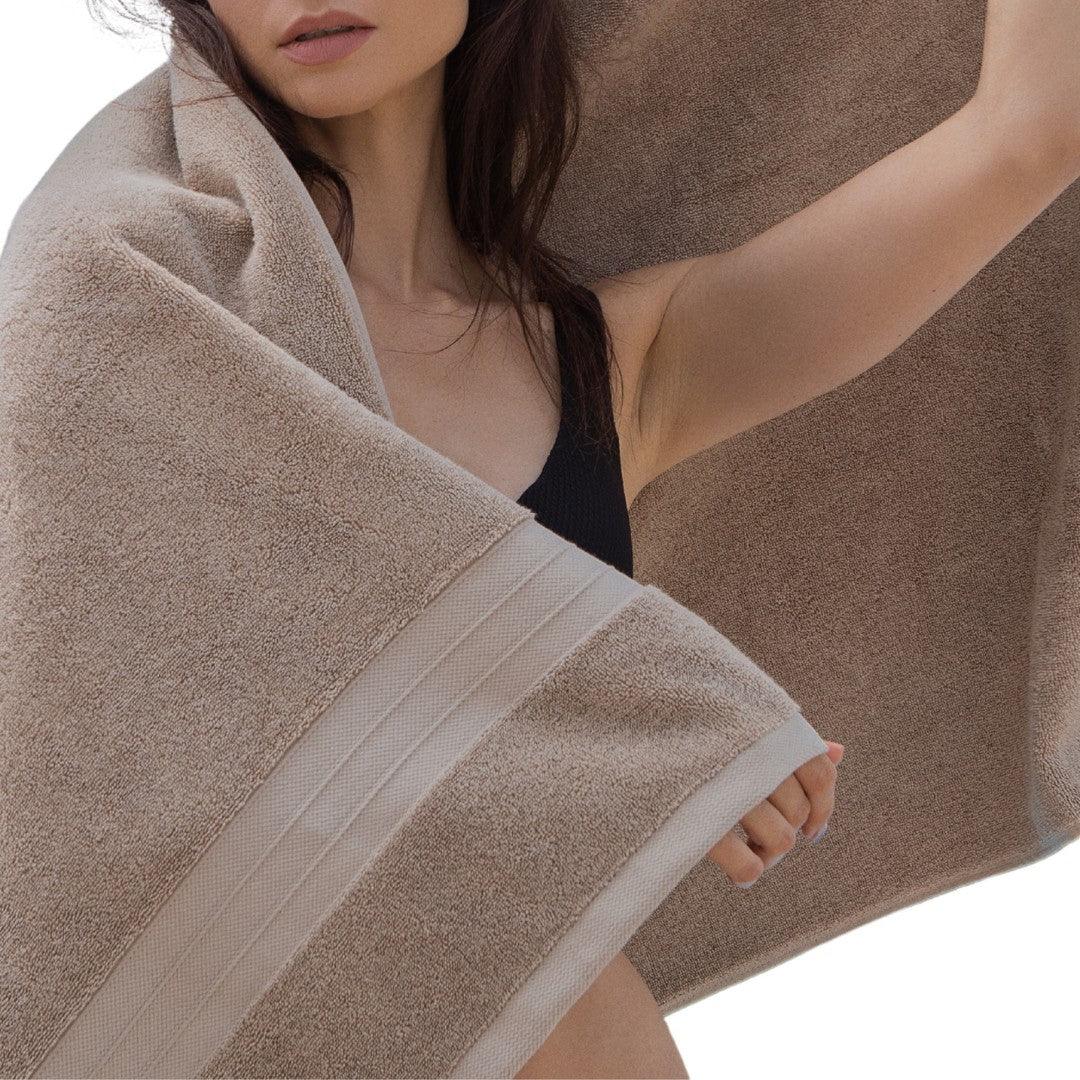 Light Taupe Turkish Cotton Luxury Bath Towel Set – 4 Piece - BAT-LT-BRO-30X56-1.6.4 - Arconiz