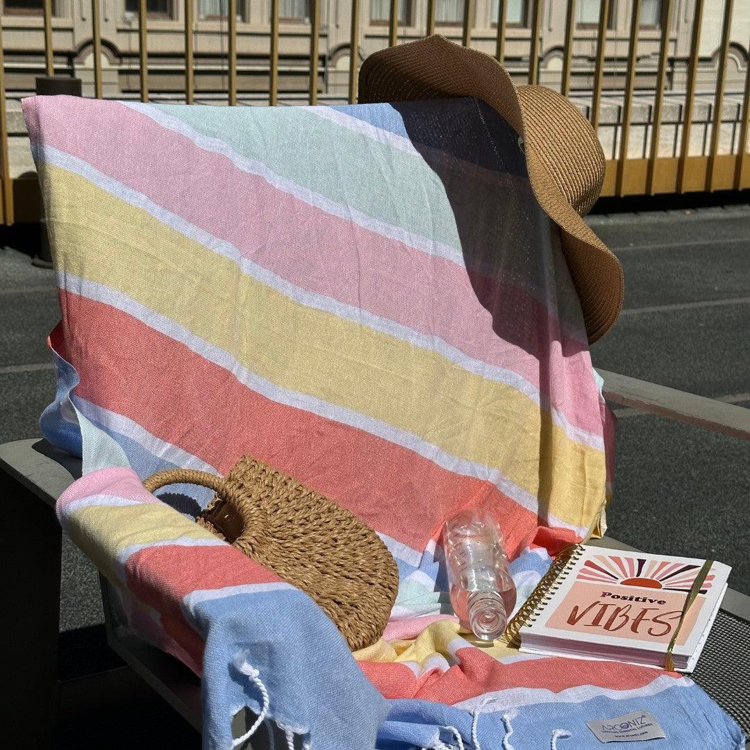 Arconiz Rainbow Turkish Cotton Beach Towel ( 4 Piece Set ) - Sul-Pest-200-95175-Multi-4 SET - Arconiz
