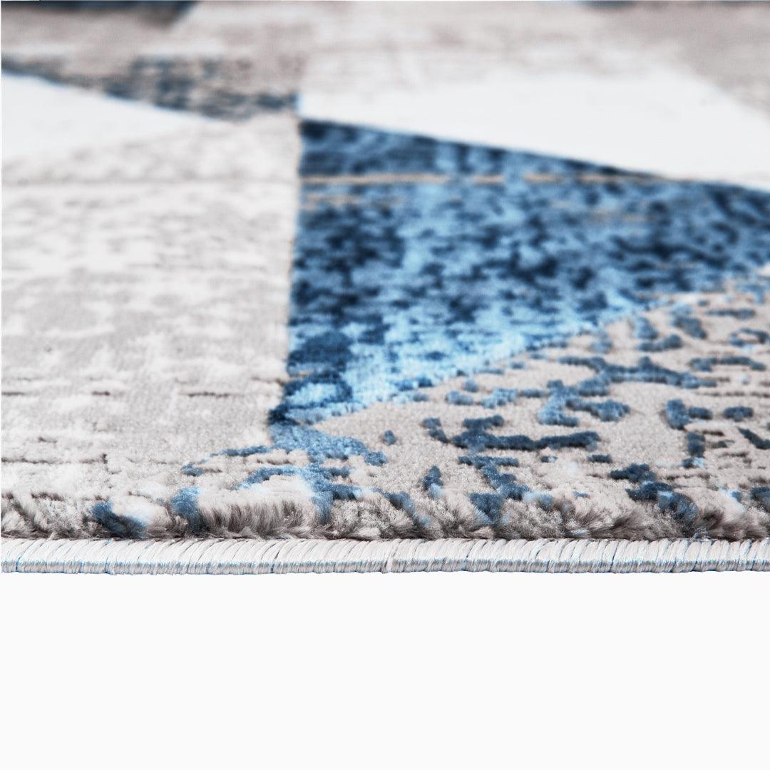 Geometric Pattern Area Rug, Distressed Style, Blue & Gray - RUB-10128-DAR-5X7-5.1 - Arconiz