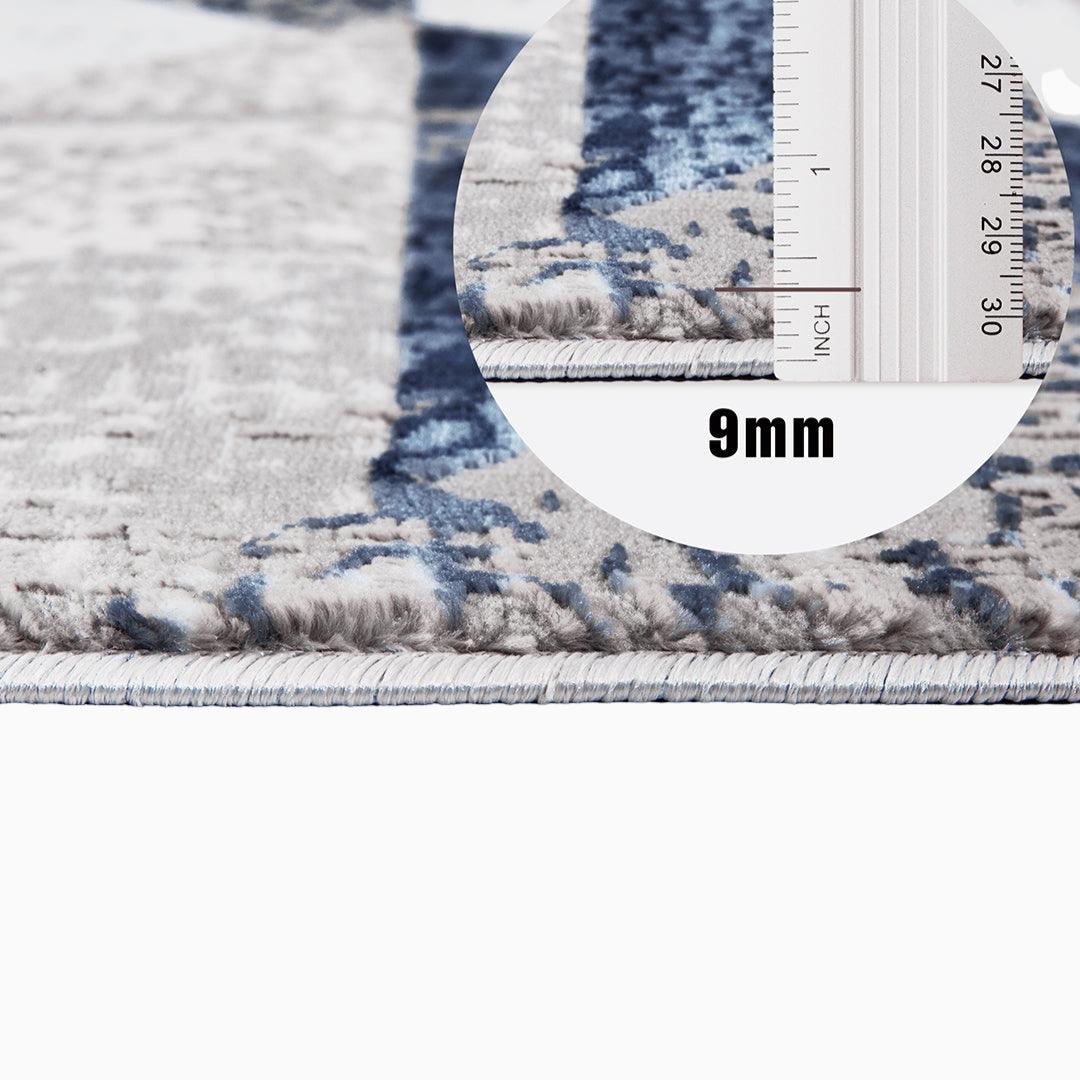 Geometric Pattern Area Rug, Distressed Style, Blue & Gray - RUB-10128-DAR-5X7-5.1 - Arconiz