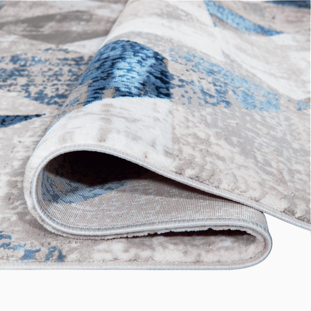 Geometric Pattern Area Rug, Distressed Style, Blue & Gray - RUB-10128-DAR-5X7-5.1 - Arconiz