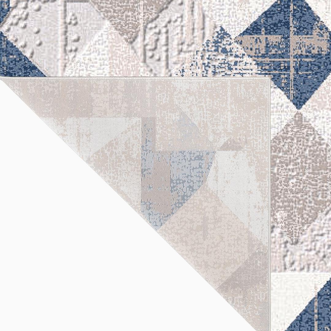 Geometric Pattern Area Rug, Distressed Style, Blue & Gray - RUB-10128-DAR-5X7-5.1 - Arconiz