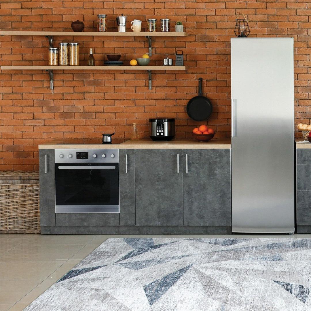 Blue and Gray Geometric High Pile Area Rug - RUB-23002-NAV-8X10-5.1 - Arconiz