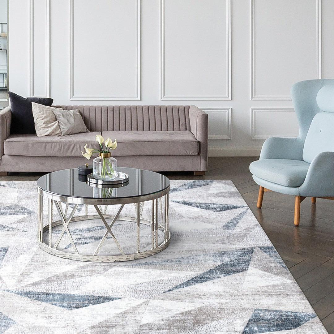 Blue and Gray Geometric High Pile Area Rug - RUB-23002-NAV-8X10-5.1 - Arconiz