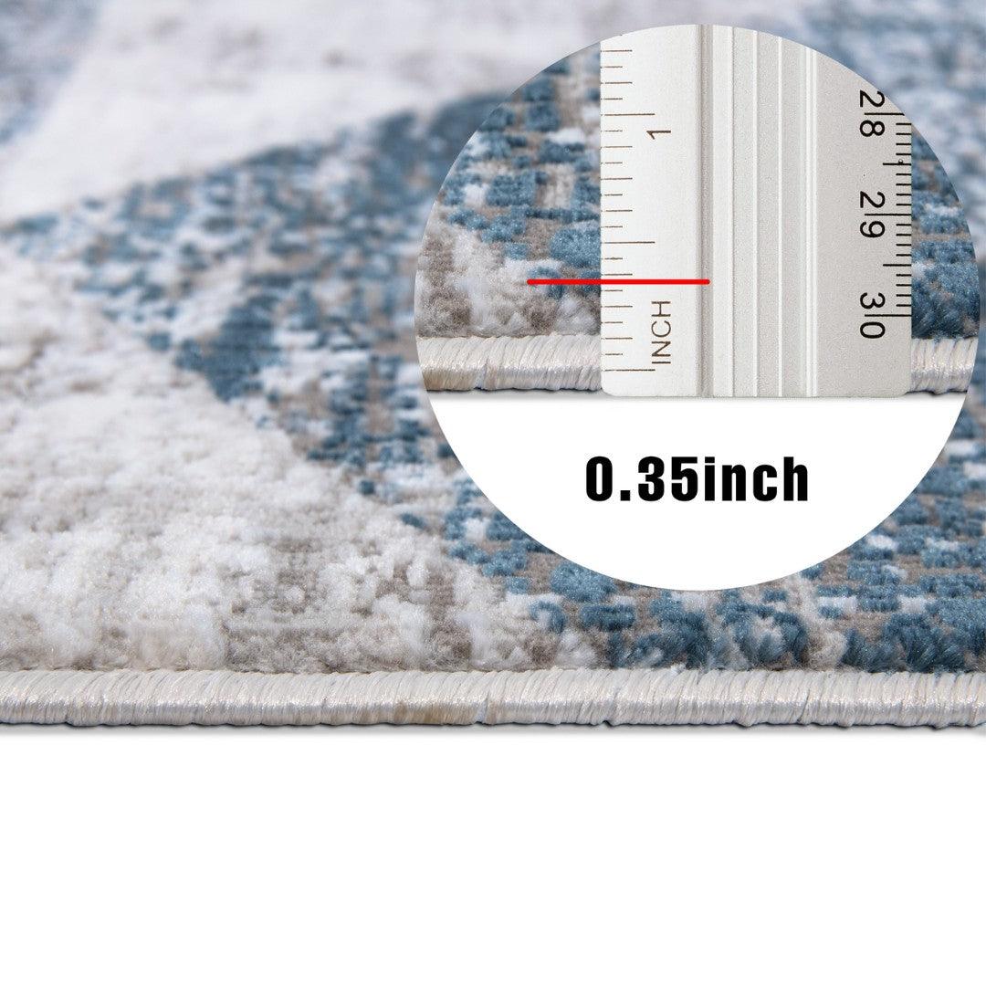 Blue and Gray Geometric High Pile Area Rug - RUB-23002-NAV-8X10-5.1 - Arconiz