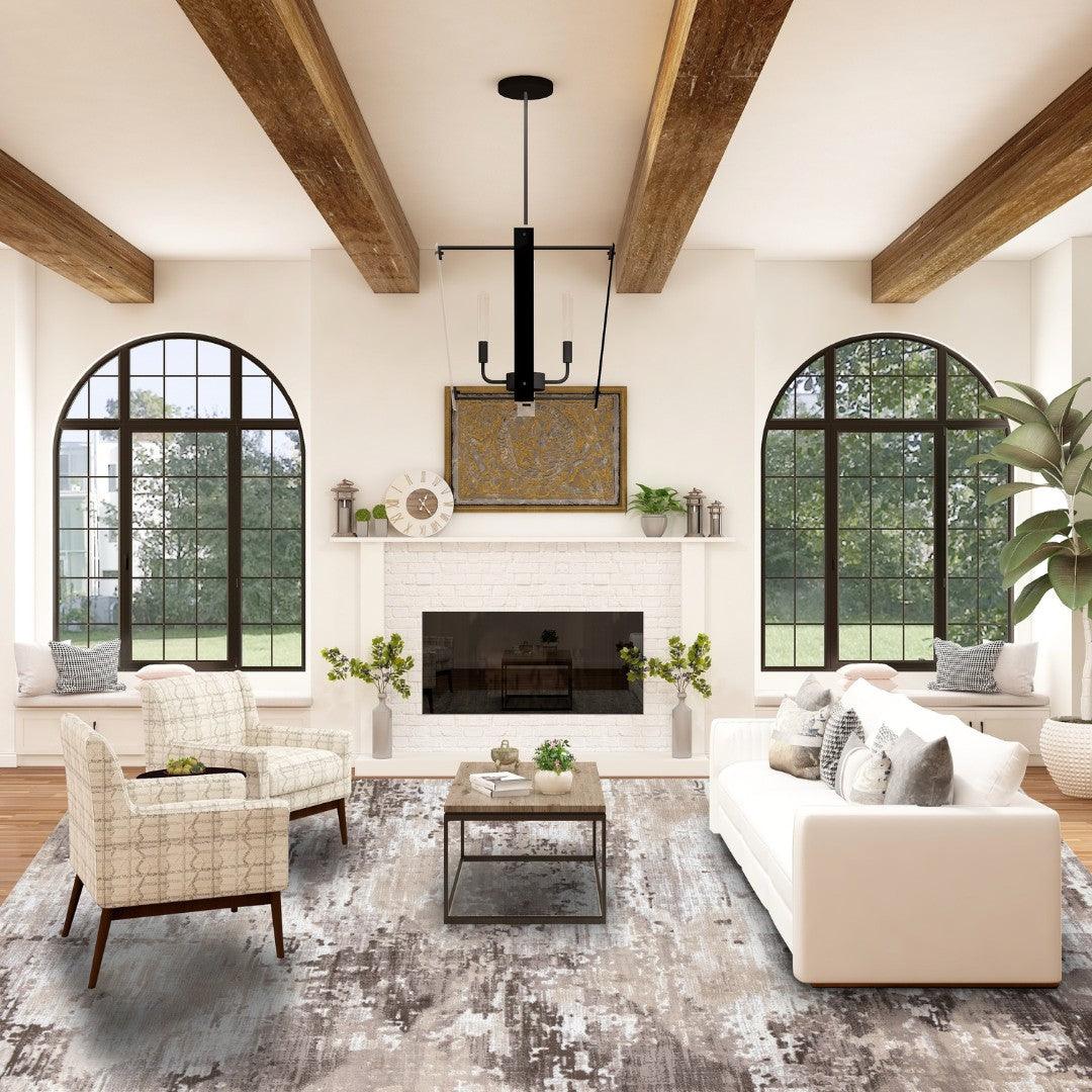 Modern Abstract Area Rug - Beige, Gray, Taupe, Off-white - RUB-10153-BRO-5X7-5.1 - Arconiz