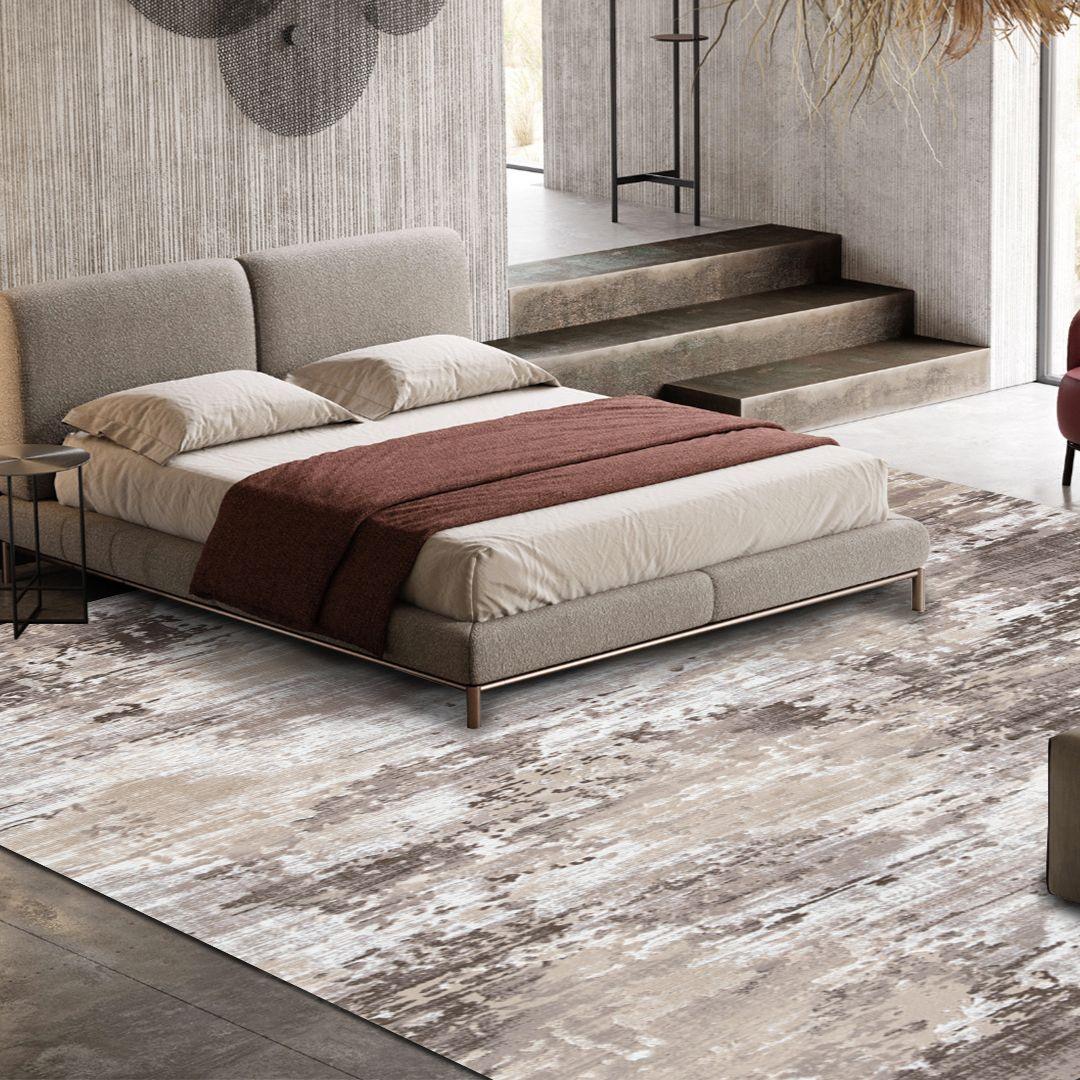 Modern Abstract Area Rug - Beige, Gray, Taupe, Off-white - RUB-10153-BRO-5X7-5.1 - Arconiz