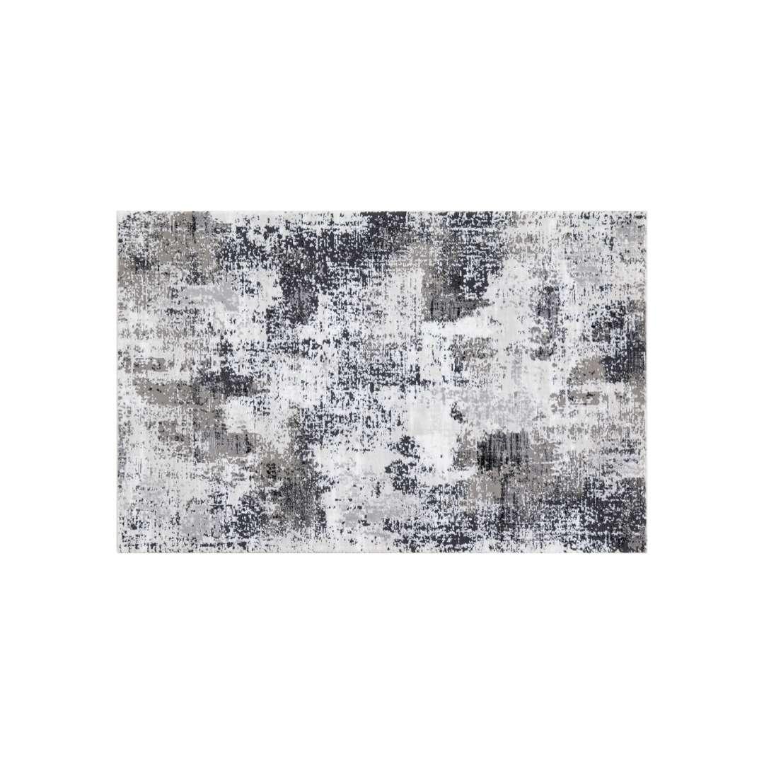 Gray and Black Abstract Area Rug - Soft, High Pile, Durable, Non-Shedding - RUB-25021-BLA-3X5-5.1 - Arconiz