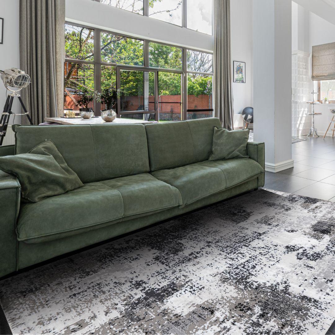 Gray and Black Abstract Area Rug - Soft, High Pile, Durable, Non-Shedding - RUB-25021-BLA-3X5-5.1 - Arconiz