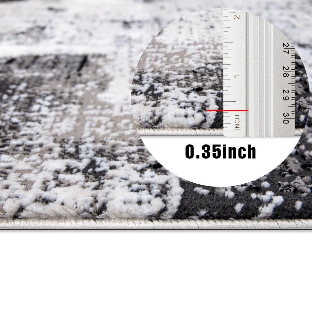 Gray and Black Abstract Area Rug - Soft, High Pile, Durable, Non-Shedding - RUB-25021-BLA-3X5-5.1 - Arconiz