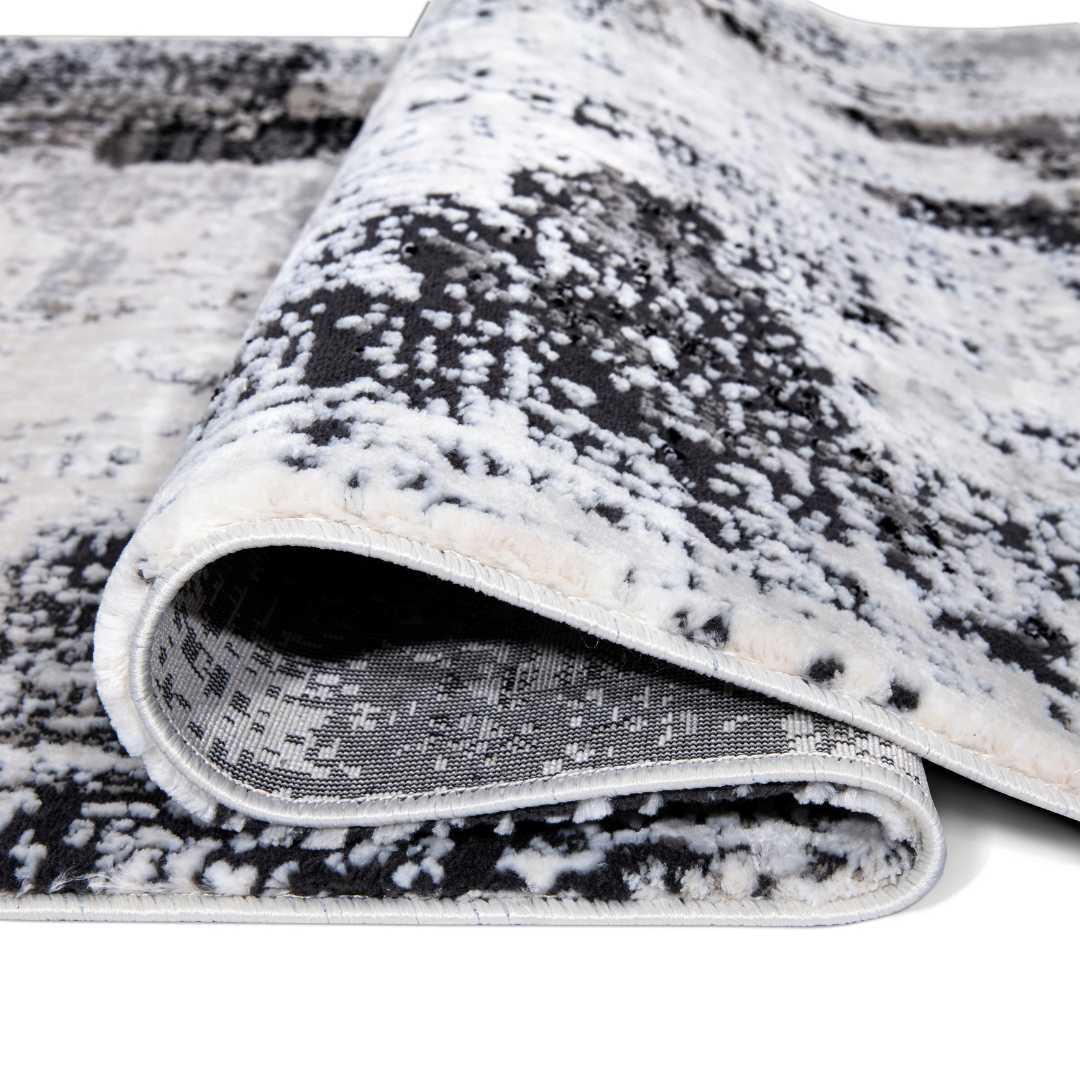 Gray and Black Abstract Area Rug - Soft, High Pile, Durable, Non-Shedding - RUB-25021-BLA-3X5-5.1 - Arconiz