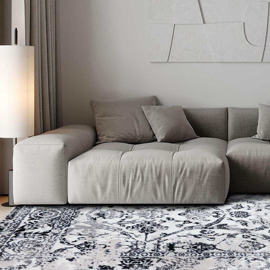 Modern Abstract Area Rug - Beige, Gray, Taupe, Off-white - RUB-27109-CRE-3X5-5.1 - Arconiz