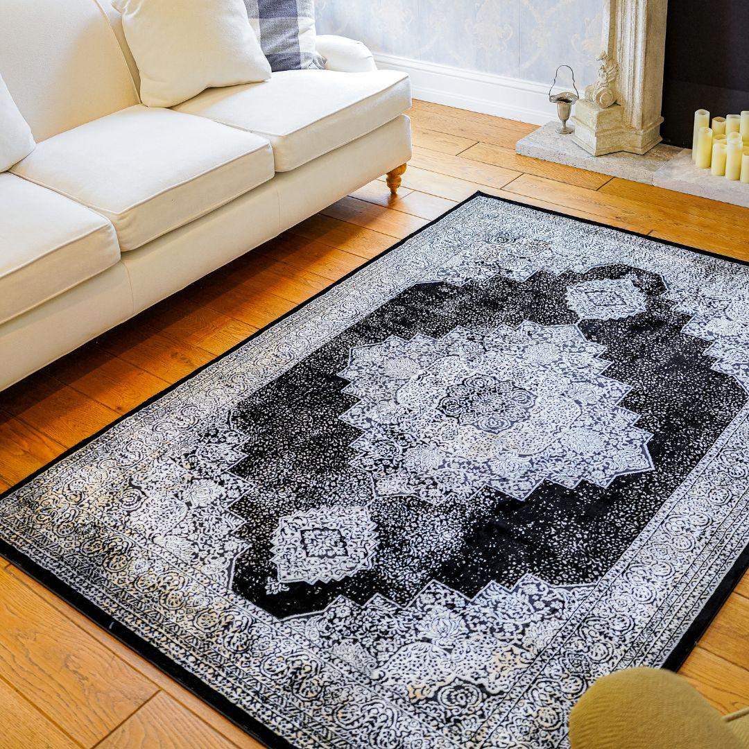 5x7 Black and White Area Rug - Soft, High Density, No Shedding - RUB-27216-BLA-5X7-5.1 - Arconiz