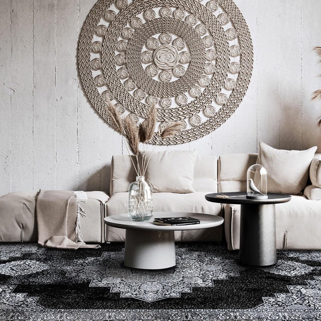 5x7 Black and White Area Rug - Soft, High Density, No Shedding - RUB-27216-BLA-5X7-5.1 - Arconiz