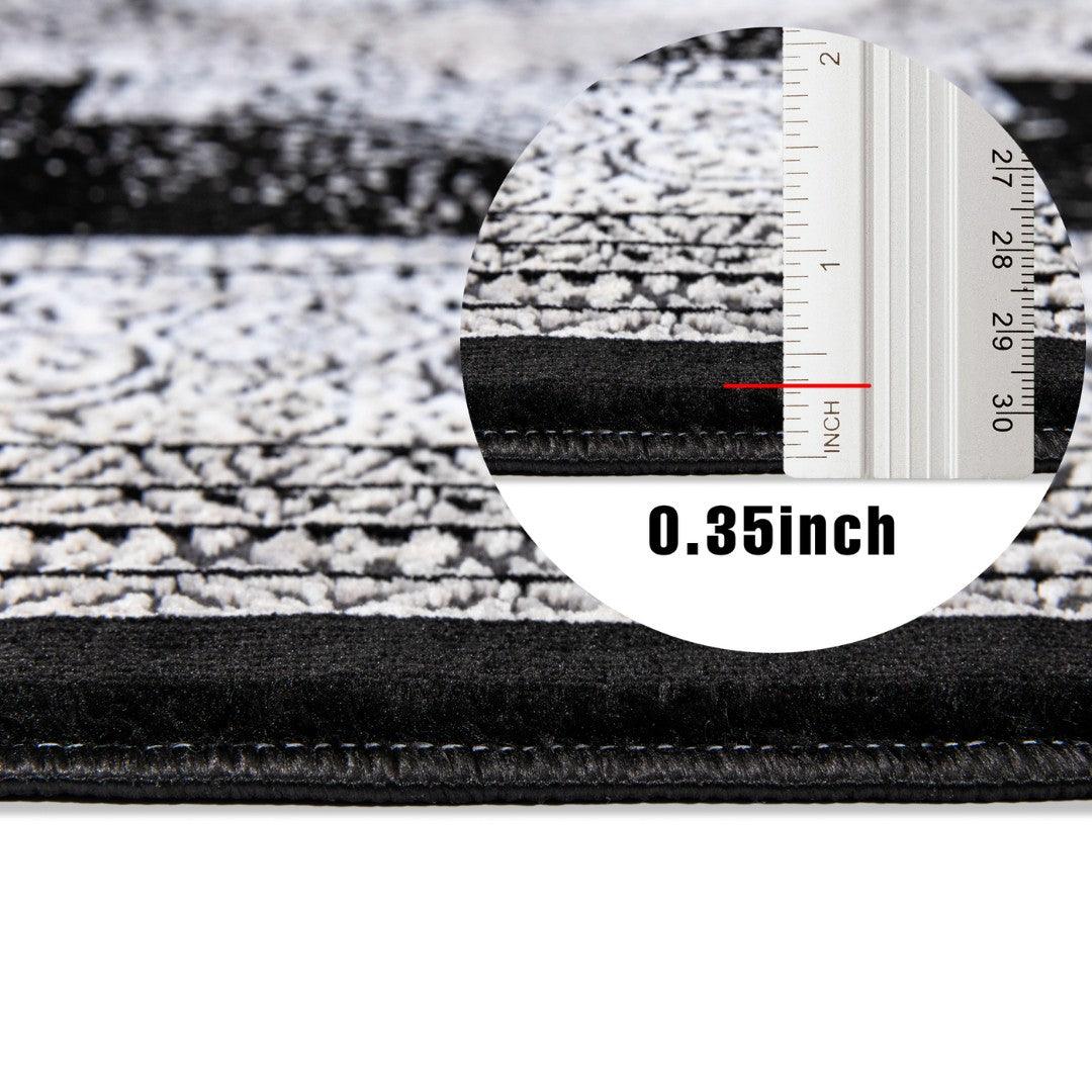 5x7 Black and White Area Rug - Soft, High Density, No Shedding - RUB-27216-BLA-5X7-5.1 - Arconiz