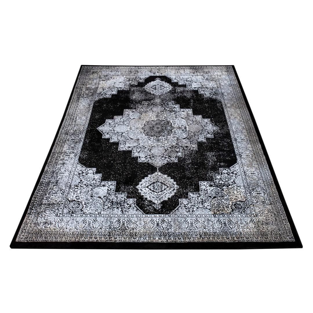 5x7 Black and White Area Rug - Soft, High Density, No Shedding - RUB-27216-BLA-5X7-5.1 - Arconiz