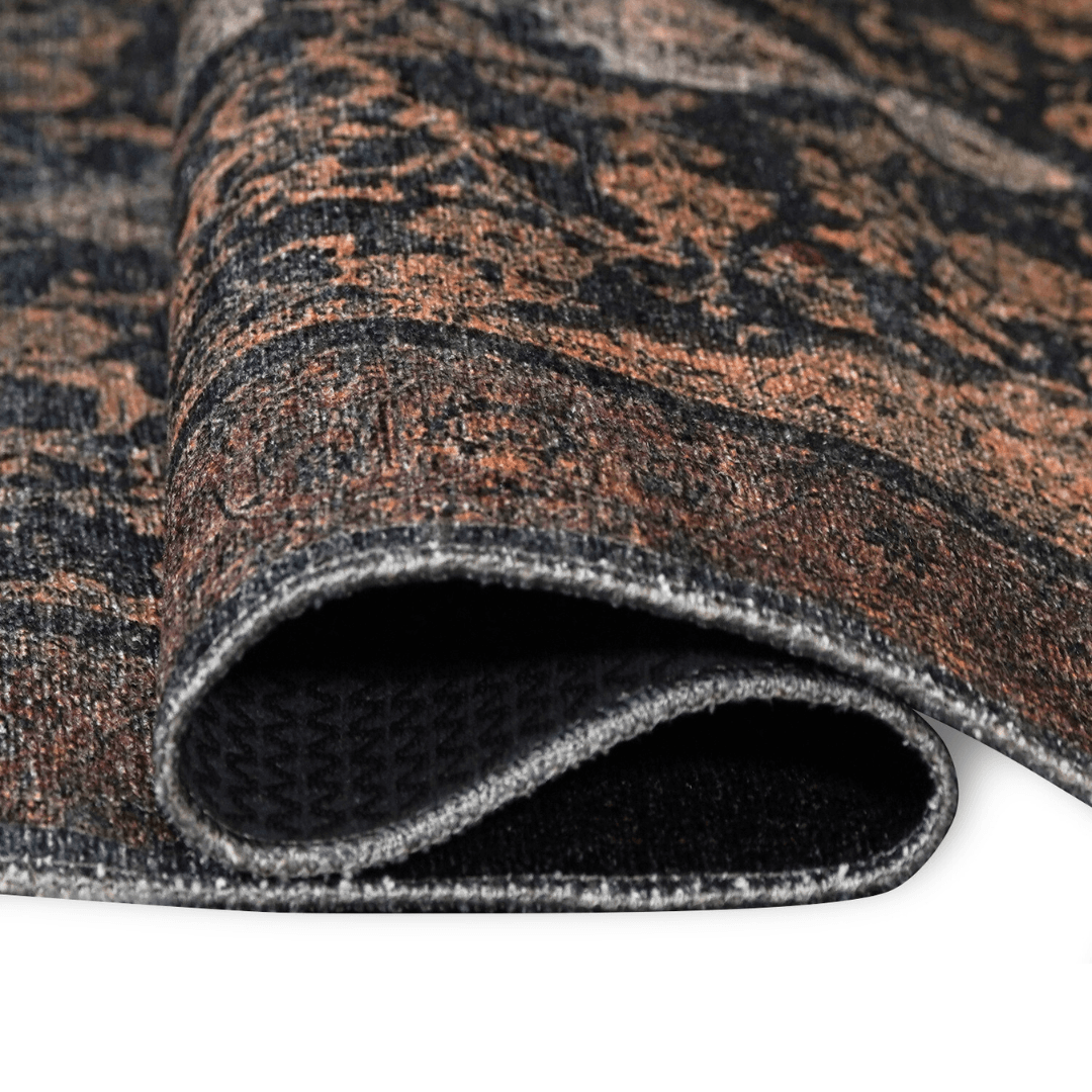 Machine Washable Oriental Rug, Vintage Distressed Medallion, Blue-Gold - SAP-P1071-GOL-2X3-2.3.1 - Arconiz