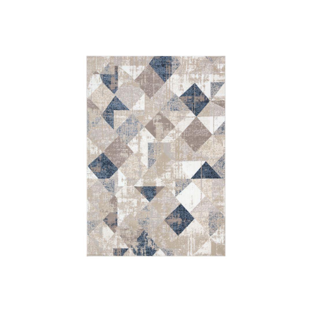 Modern Geometric Area Rug 5x7 - Beige, Blue, Gray - RUB-10128-BLU-5X7-5.1 - Arconiz