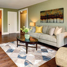 Modern Geometric Area Rug 5x7 - Beige, Blue, Gray - RUB-10128-BLU-5X7-5.1 - Arconiz