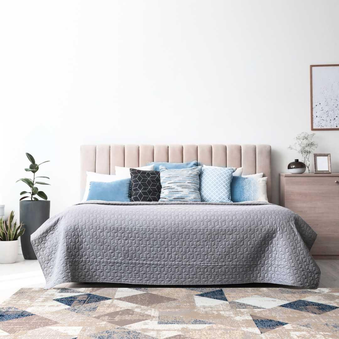 Modern Geometric Area Rug 5x7 - Beige, Blue, Gray - RUB-10128-BLU-5X7-5.1 - Arconiz
