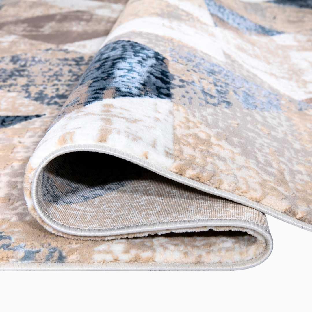 Modern Geometric Area Rug 5x7 - Beige, Blue, Gray - RUB-10128-BLU-5X7-5.1 - Arconiz