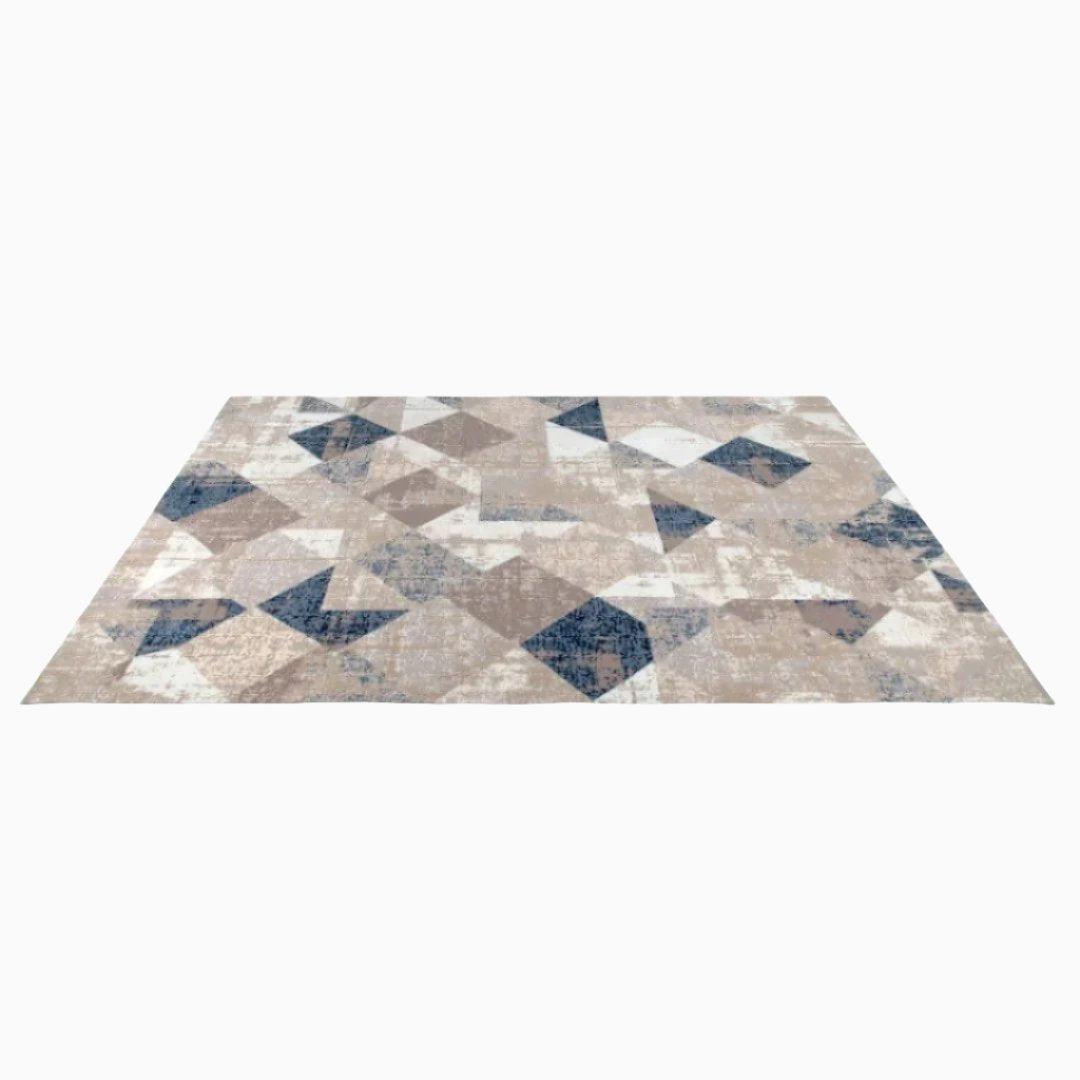 Modern Geometric Area Rug 5x7 - Beige, Blue, Gray - RUB-10128-BLU-5X7-5.1 - Arconiz