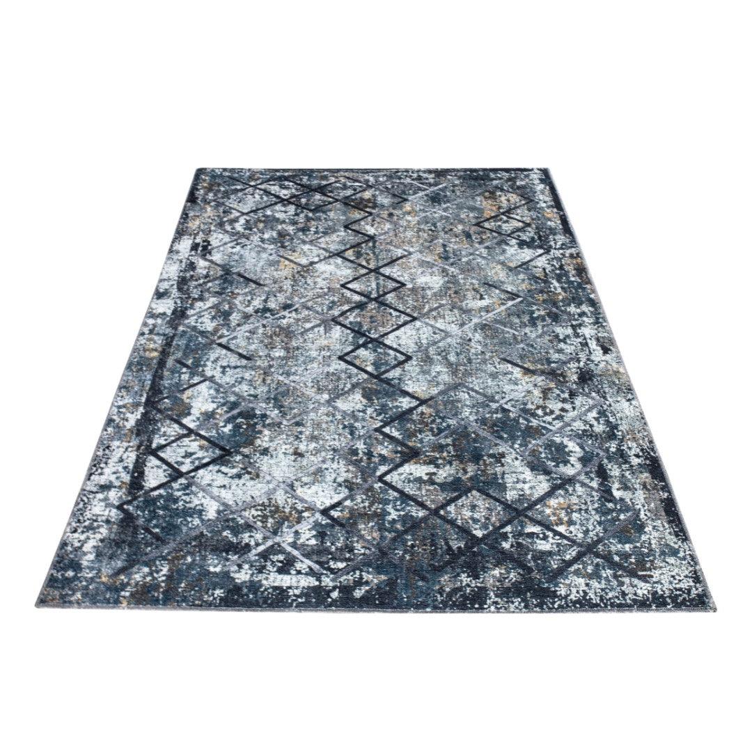 Machine Washable Area Rug, Blue Gray Distressed Design, Recycled Material - SAP-9xN1005-GRE-2X3-5.1.1 - Arconiz