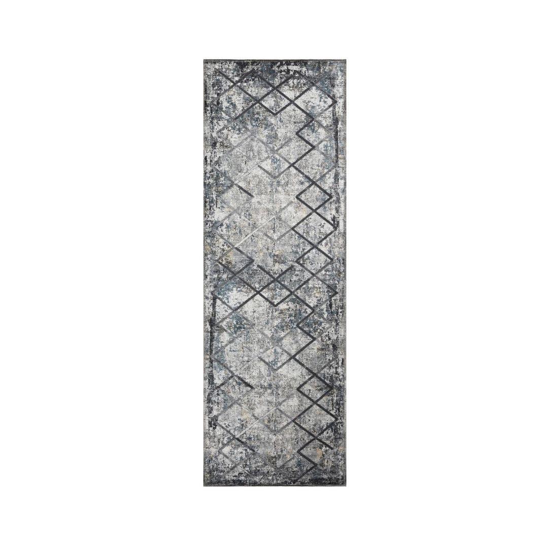 Machine Washable Area Rug, Blue Gray Distressed Design, Recycled Material - SAP-N1005-GRE-2X6-5.1.1 - Arconiz