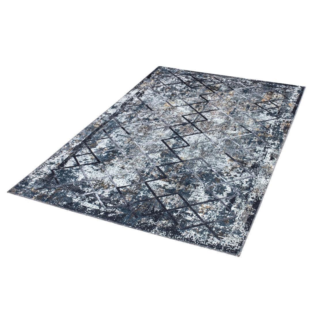 Machine Washable Area Rug, Blue Gray Distressed Design, Recycled Material - SAP-9xN1005-GRE-2X3-5.1.1 - Arconiz