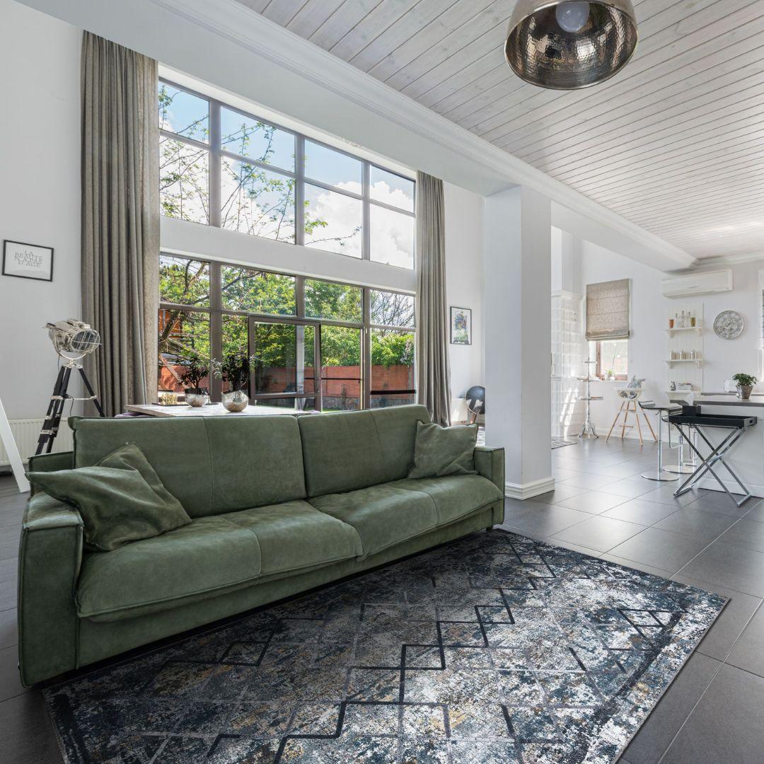 Machine Washable Area Rug, Blue Gray Distressed Design, Recycled Material - SAP-9xN1005-GRE-2X3-5.1.1 - Arconiz