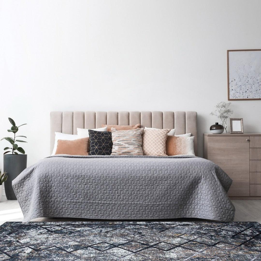 Machine Washable Area Rug, Blue Gray Distressed Design, Recycled Material - SAP-9xN1005-GRE-2X3-5.1.1 - Arconiz