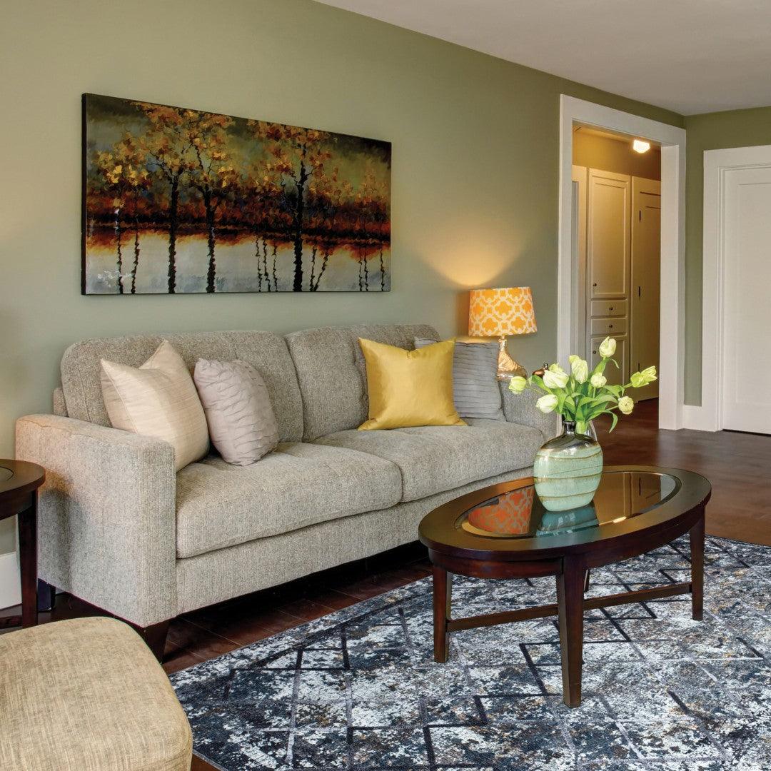 Machine Washable Area Rug, Blue Gray Distressed Design, Recycled Material - SAP-9xN1005-GRE-2X3-5.1.1 - Arconiz