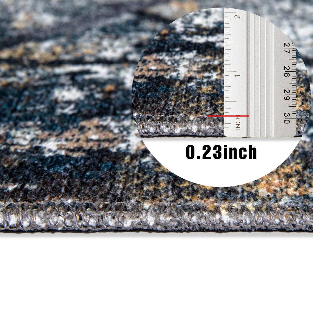 Machine Washable Area Rug, Blue Gray Distressed Design, Recycled Material - SAP-9xN1005-GRE-2X3-5.1.1 - Arconiz