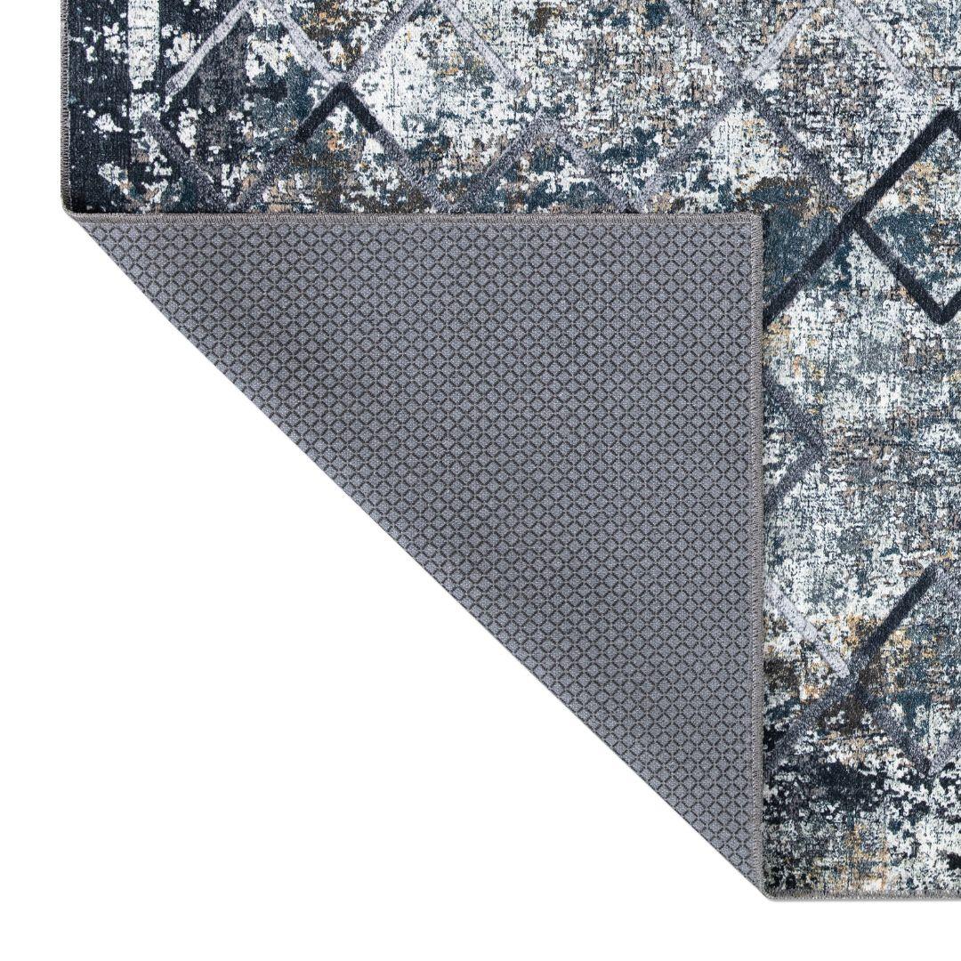 Machine Washable Area Rug, Blue Gray Distressed Design, Recycled Material - SAP-9xN1005-GRE-2X3-5.1.1 - Arconiz