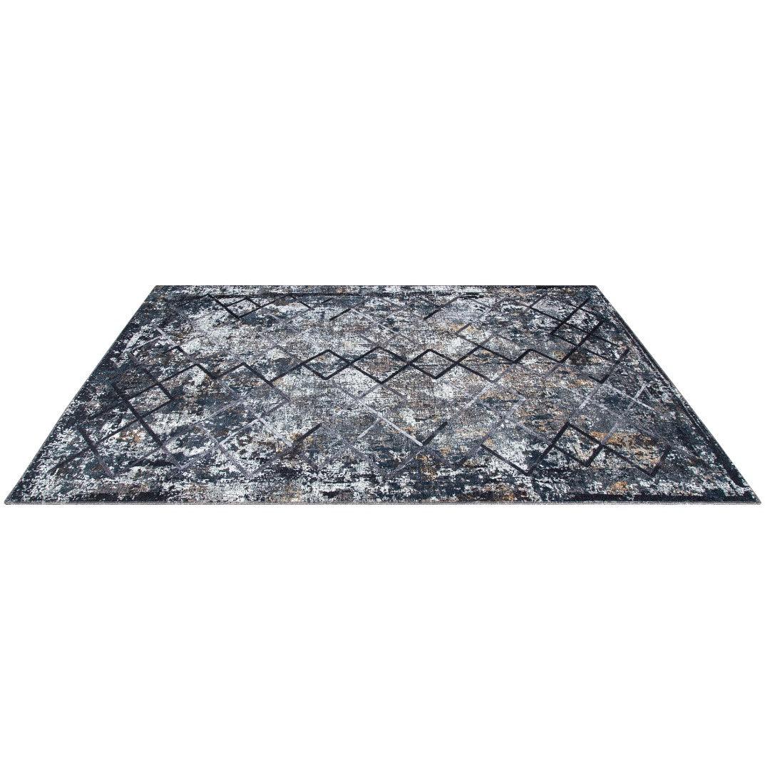 Machine Washable Area Rug, Blue Gray Distressed Design, Recycled Material - SAP-9xN1005-GRE-2X3-5.1.1 - Arconiz