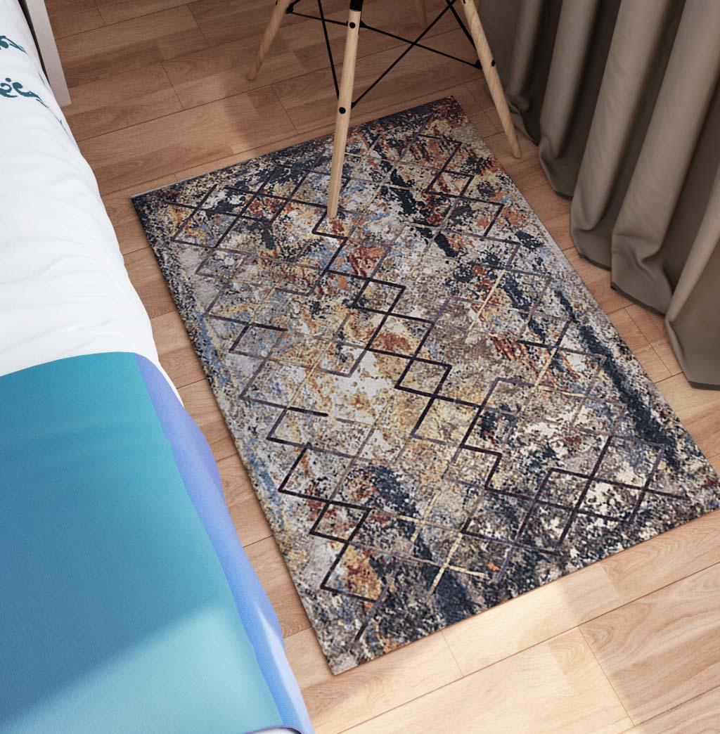 Machine Washable Gold Area Rug‚ Recycled Material - SAP-N1038-MUL-2X3-5.1.1 - Arconiz