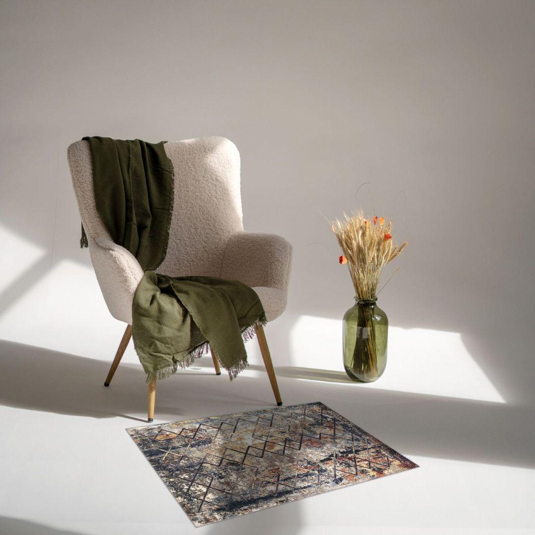 Machine Washable Gold Area Rug‚ Recycled Material - SAP-N1038-MUL-2X3-5.1.1 - Arconiz