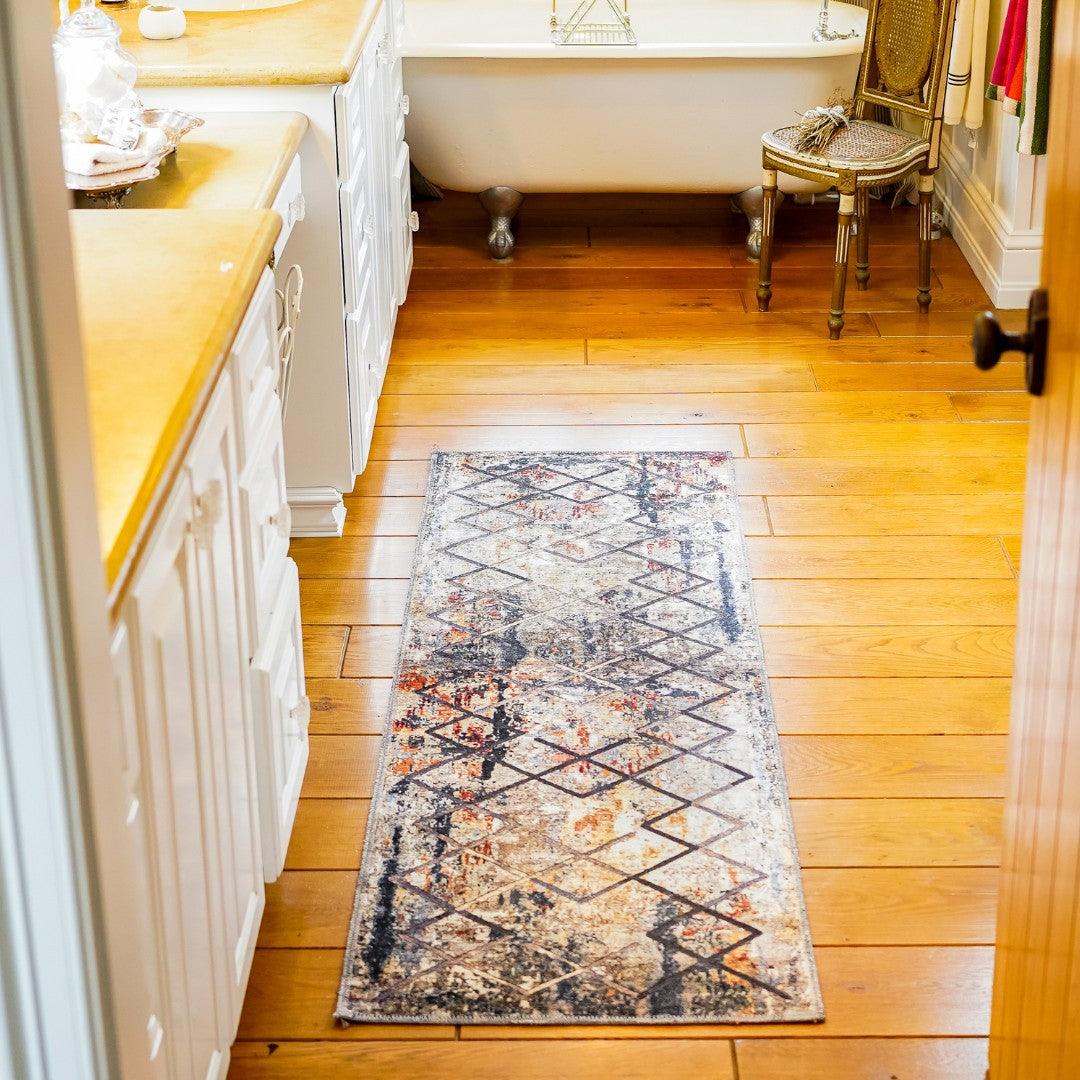 Machine Washable Gold Area Rug‚ Recycled Material - SAP-N1038-MUL-2X3-5.1.1 - Arconiz