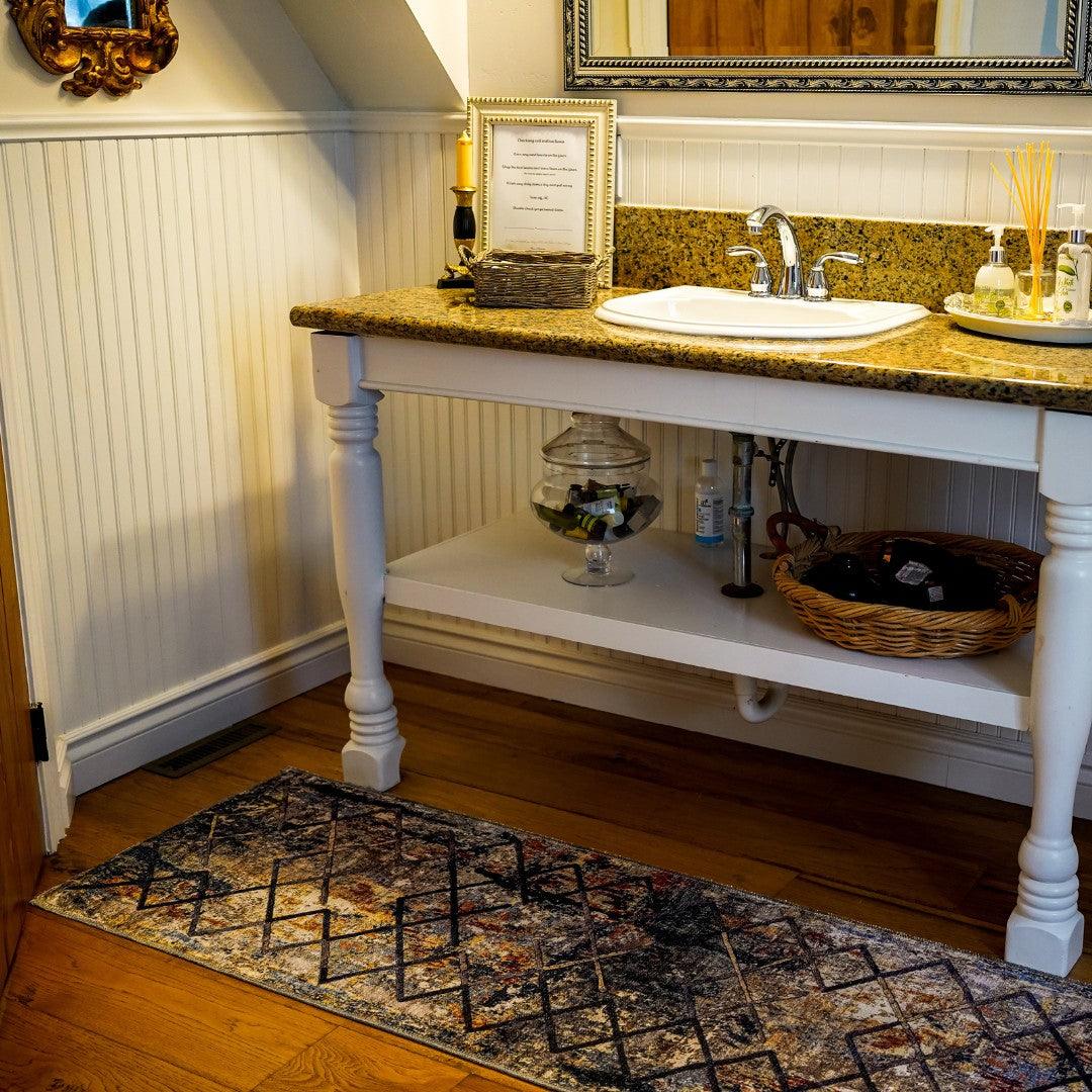 Machine Washable Gold Area Rug‚ Recycled Material - SAP-N1038-MUL-2X3-5.1.1 - Arconiz