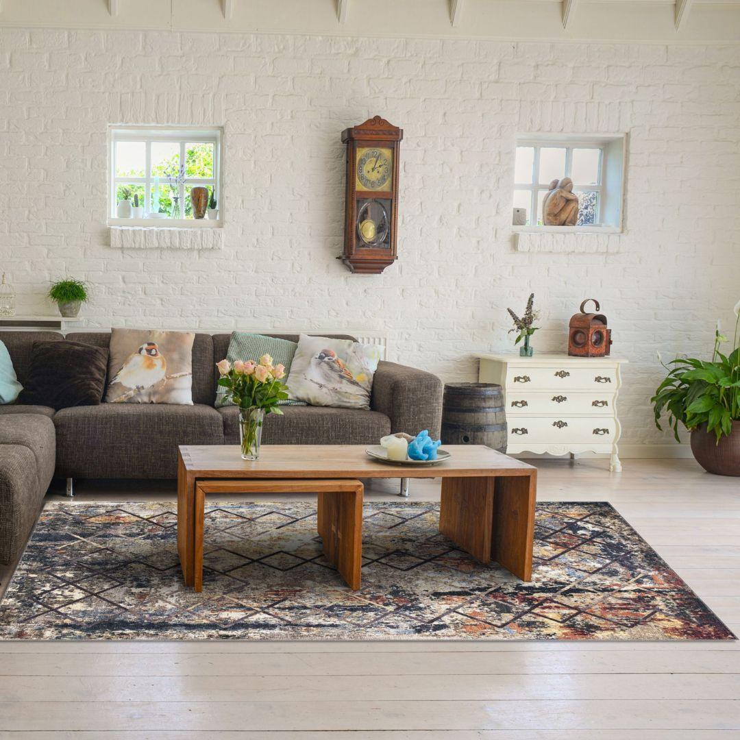 Machine Washable Gold Area Rug‚ Recycled Material - SAP-N1038-MUL-2X3-5.1.1 - Arconiz