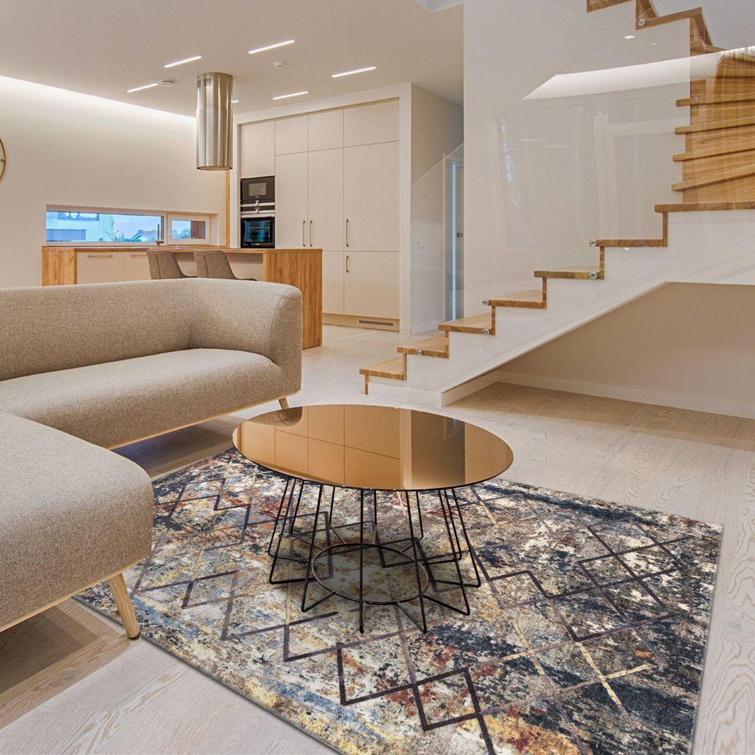 Machine Washable Gold Area Rug‚ Recycled Material - SAP-N1038-MUL-2X3-5.1.1 - Arconiz