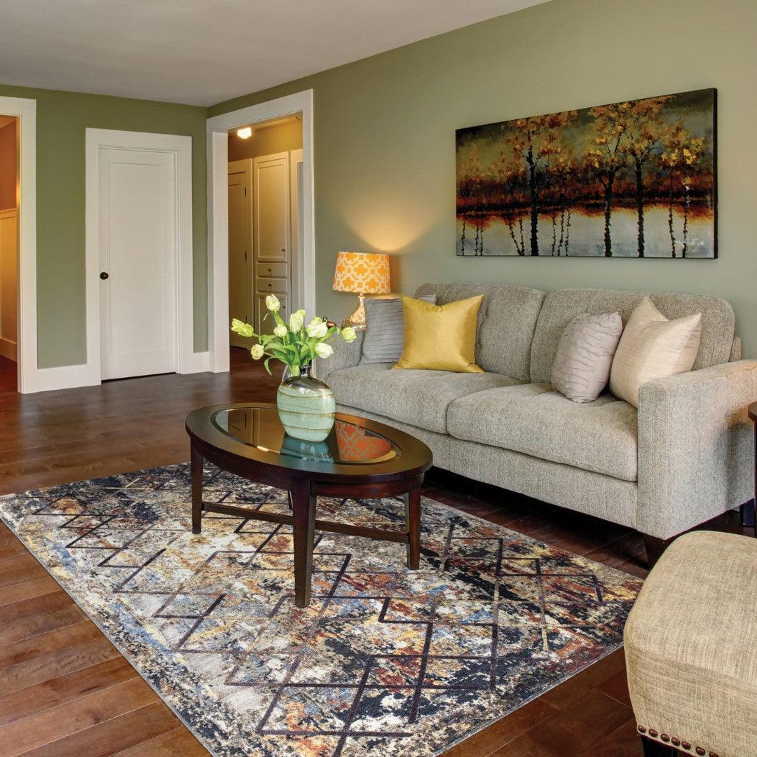 Machine Washable Gold Area Rug‚ Recycled Material - SAP-N1038-MUL-2X3-5.1.1 - Arconiz