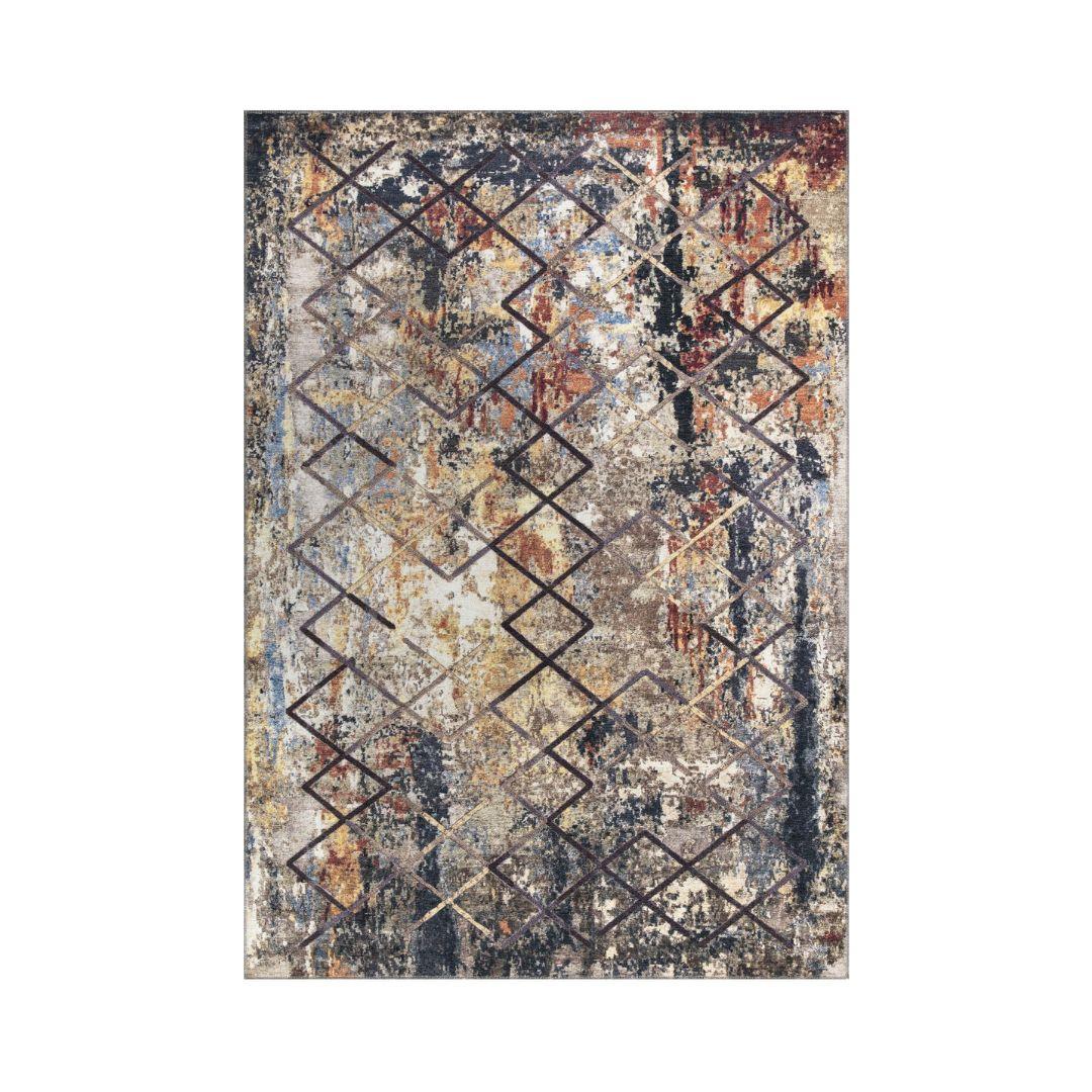 Machine Washable Gold Area Rug‚ Recycled Material - SAP-N1038-MUL-8X10-5.1.1 - Arconiz