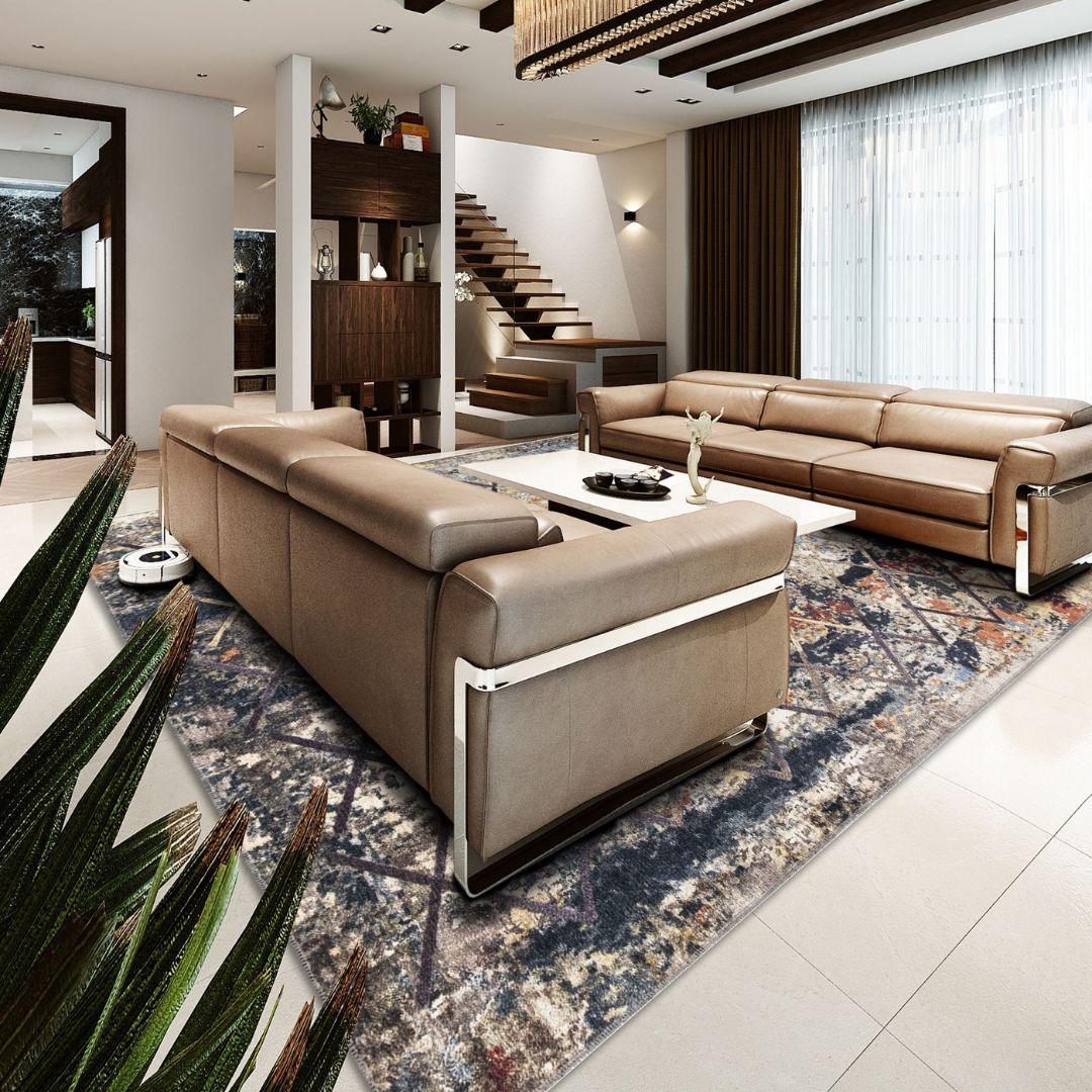 Machine Washable Gold Area Rug‚ Recycled Material - SAP-N1038-MUL-2X3-5.1.1 - Arconiz