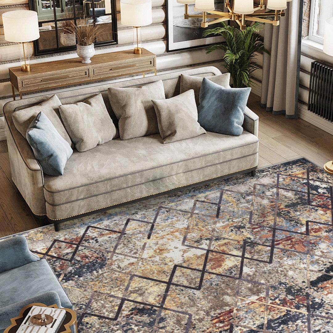 Machine Washable Gold Area Rug‚ Recycled Material - SAP-N1038-MUL-2X3-5.1.1 - Arconiz