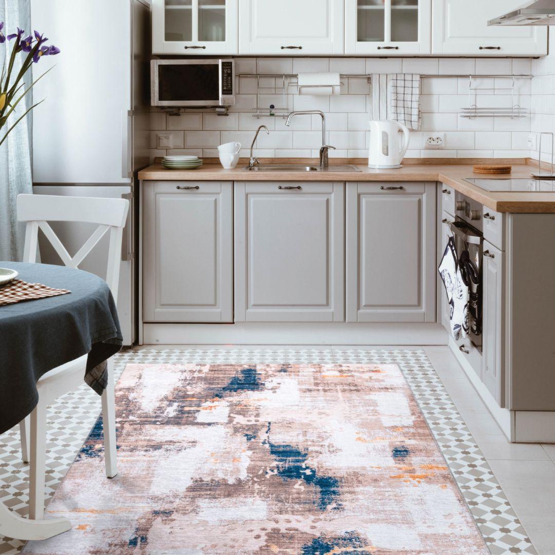 Machine Washable Multicolor Area Rug - Modern & Distressed - SAP-P1004-BLU-3X5-2.2.1 - Arconiz