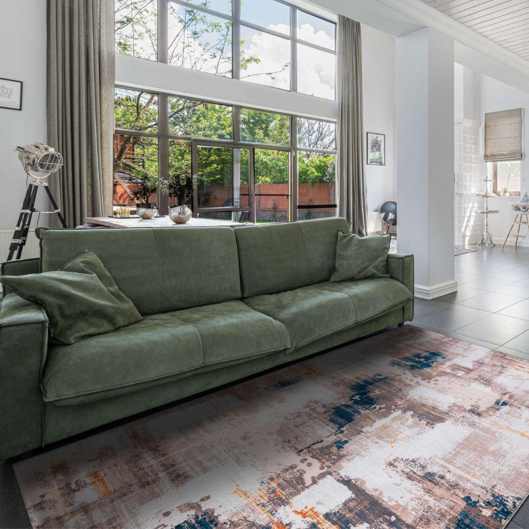 Machine Washable Multicolor Area Rug - Modern & Distressed - SAP-P1004-BLU-3X5-2.2.1 - Arconiz